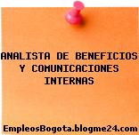 ANALISTA DE BENEFICIOS Y COMUNICACIONES INTERNAS