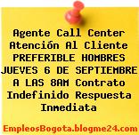 Agente Call Center Atención Al Cliente PREFERIBLE HOMBRES JUEVES 6 DE SEPTIEMBRE A LAS 8AM Contrato Indefinido Respuesta Inmediata