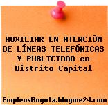 AUXILIAR EN ATENCIÓN DE LÍNEAS TELEFÓNICAS Y PUBLICIDAD en Distrito Capital