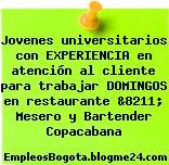 Jovenes universitarios con EXPERIENCIA en atención al cliente para trabajar DOMINGOS en restaurante &8211; Mesero y Bartender Copacabana