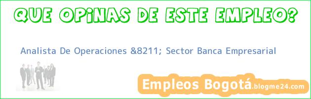 Analista De Operaciones &8211; Sector Banca Empresarial