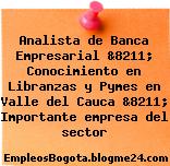 Analista de Banca Empresarial &8211; Conocimiento en Libranzas y Pymes en Valle del Cauca &8211; Importante empresa del sector