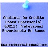 Analista De Credito Banca Empresarial &8211; Profesional Experiencia En Banco