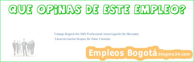 Trabajo Bogotá KU-590 Profesional Investigación De Mercados | Caracterizacion Grupos De Valor Ciencias