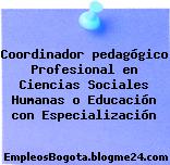 Coordinador pedagógico Profesional en Ciencias Sociales Humanas o Educación con Especialización