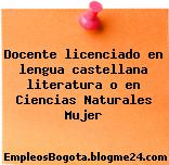 Docente licenciado en lengua castellana literatura o en Ciencias Naturales Mujer