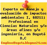 Experto en manejo y evaluación de impactos ambientales I. &8211; Profesional en Ciencias Naturales y/o áreas afines y/o ingeniería. en Bogotá D.C