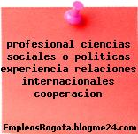 profesional ciencias sociales o politicas experiencia relaciones internacionales cooperacion