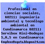 Profesional en ciencias sociales. &8211; ingenieria ambiental y tecnólogo ambiental en Cundinamarca &8211; Servibox Mini-Bodegas S.A.S en Cundinamarca