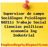 Supervisor de campo Sociólogos Psicólogos &8211; Trabajo Social Ciencias políticas economía Ing Industrial