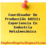 Coordinador De Producción &8211; Experiencia En Industria Metalmecánica