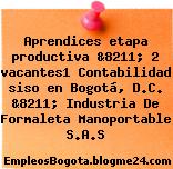 Aprendices etapa productiva &8211; 2 vacantes1 Contabilidad siso en Bogotá, D.C. &8211; Industria De Formaleta Manoportable S.A.S
