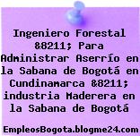 Ingeniero Forestal &8211; Para Administrar Aserrío en la Sabana de Bogotá en Cundinamarca &8211; industria Maderera en la Sabana de Bogotá