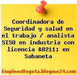 Coordinadora de Seguridad y salud en el trabajo / analista SISO en industria con licencia &8211; en Sabaneta