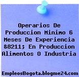 Operarios De Produccion Minimo 6 Meses De Experiencia &8211; En Produccion Alimentos O Industria