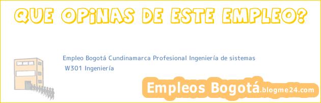 Empleo Bogotá Cundinamarca Profesional Ingeniería de sistemas | W301 Ingeniería