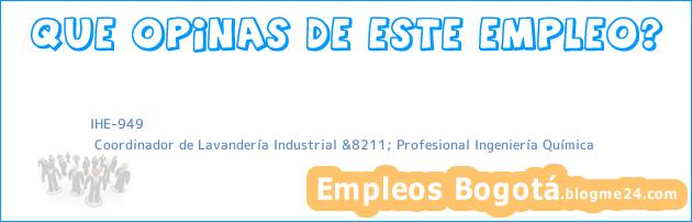 IHE-949 | Coordinador de Lavandería Industrial &8211; Profesional Ingeniería Química
