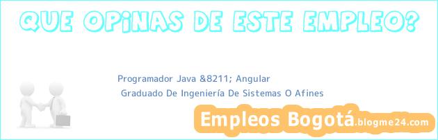 Programador Java &8211; Angular | Graduado De Ingeniería De Sistemas O Afines