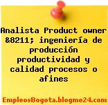 Analista Product owner &8211; ingeniería de producción productividad y calidad procesos o afines