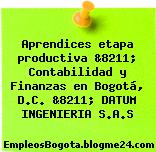 Aprendices etapa productiva &8211; Contabilidad y Finanzas en Bogotá, D.C. &8211; DATUM INGENIERIA S.A.S