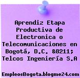 Aprendiz Etapa Productiva de Electronica o Telecomunicaciones en Bogotá, D.C. &8211; Telcos Ingeniería S.A