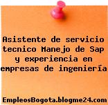 Asistente de servicio tecnico Manejo de Sap y experiencia en empresas de ingeniería