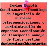 Empleo Bogotá Cundinamarca Tecnólogo de ingenieria de sistemas telecomunicaciones o administración de empresas Coordinación de transporte manejo de flota gestión documental Ingeniería