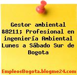 Gestor ambiental &8211; Profesional en ingeniería Ambiental Lunes a Sábado Sur de Bogota