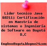 Lider tecnico Java &8211; Certificación en Maestria de sistemas o Ingeniería de Software en Bogotá D.C