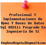 Profesional V Implementaciones De Bpms Y Bases De Datos Sql &8211; Posgrado En Ingeniería De Si