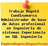 Trabajo Bogotá Cundinamarca Administrador de base de datos profesional en Ingeniería de sistemas Experiencia en SQL Ingeniería