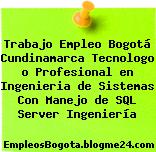 Trabajo Empleo Bogotá Cundinamarca Tecnologo o Profesional en Ingenieria de Sistemas Con Manejo de SQL Server Ingeniería