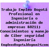 Trabajo Empleo Bogotá Profesional en Ingeniería o administración de empresas &8211; Conocimientos y manejo de Ciber seguridad Ingeniería