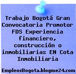 Trabajo Bogotá Gran Convocatoria Promotor FDS Experiencia financiero, construcción o inmobiliarias EN Cota Inmobiliaria