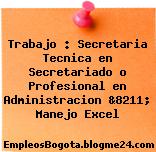 Trabajo : Secretaria Tecnica en Secretariado o Profesional en Administracion &8211; Manejo Excel