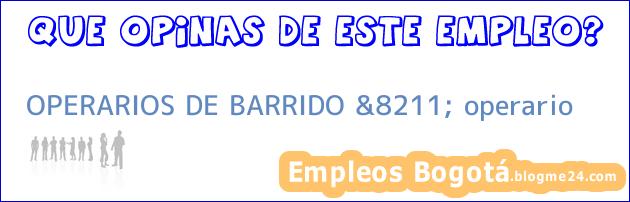 OPERARIOS DE BARRIDO &8211; operario