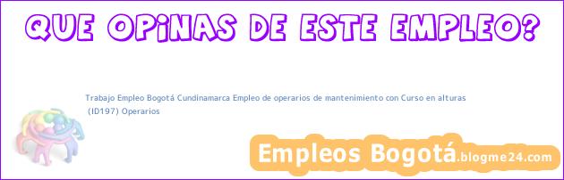 Trabajo Empleo Bogotá Cundinamarca Empleo de operarios de mantenimiento con Curso en alturas | (ID197) Operarios