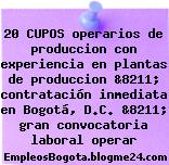 20 CUPOS operarios de produccion con experiencia en plantas de produccion &8211; contratación inmediata en Bogotá, D.C. &8211; gran convocatoria laboral operar