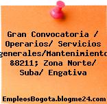Gran Convocatoria / Operarios/ Servicios generales/Mantenimiento &8211; Zona Norte/ Suba/ Engativa