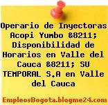 Operario de Inyectoras Acopi Yumbo &8211; Disponibilidad de Horarios en Valle del Cauca &8211; SU TEMPORAL S.A en Valle del Cauca