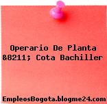 Operario De Planta &8211; Cota Bachiller