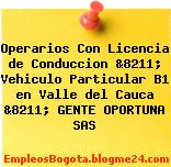 Operarios Con Licencia de Conduccion &8211; Vehiculo Particular B1 en Valle del Cauca &8211; GENTE OPORTUNA SAS