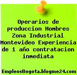 Operarios de produccion Hombres Zona Industrial Montevideo Experiencia de 1 año contratacion inmediata