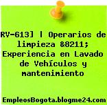 RV-613] | Operarios de limpieza &8211; Experiencia en Lavado de Vehículos y mantenimiento