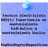 Tecnico electricista &8211; Experiencia en mantenimiento hidráulico y mantenimiento basico