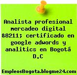 Analista profesional mercadeo digital &8211; certificado en google adwords y analitics en Bogotá D.C