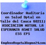 Coordinador Auditoria en Salud Dptal en Valle del Cauca &8211; ASOCIACION MUTUAL LA ESPERANZA ASMET SALUD ESS EPS