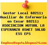 Gestor Local &8211; Auxiliar de Enfermería en Cesar &8211; ASOCIACION MUTUAL LA ESPERANZA ASMET SALUD ESS EPS