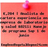 K.284 | Analista de cartera experiencia en empresa de laboratorio y salud &8211; Manejo de programa Sap 1 de junio