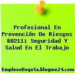 Profesional En Prevención De Riesgos &8211; Seguridad Y Salud En El Trabajo